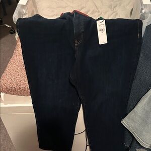 Express Women's Dark Blue Straight Leg Jeans